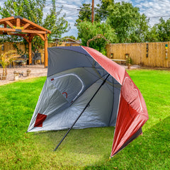 Havana Outdoors Beach Umbrella 2.4M Outdoor Garden Beach Portable Shade Shelter - Red - Camping Australia