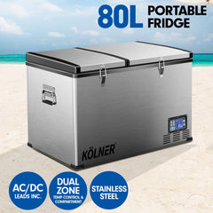 Kolner 80l Portable Fridge Cooler Freezer Camping Car Travel Refrigerator - Camping Australia