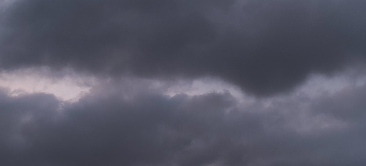 Dark, heavy clouds fill the sky.
