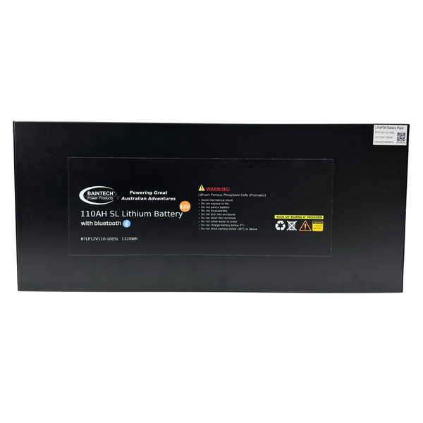 Baintech Slimline 110Ah 12.8V Lithium Battery with Bluetooth