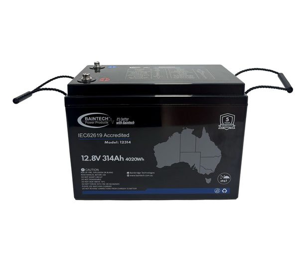 Baintech Elite 314Ah 12.8V Lithium Battery with 300A BMS & Bluetooth