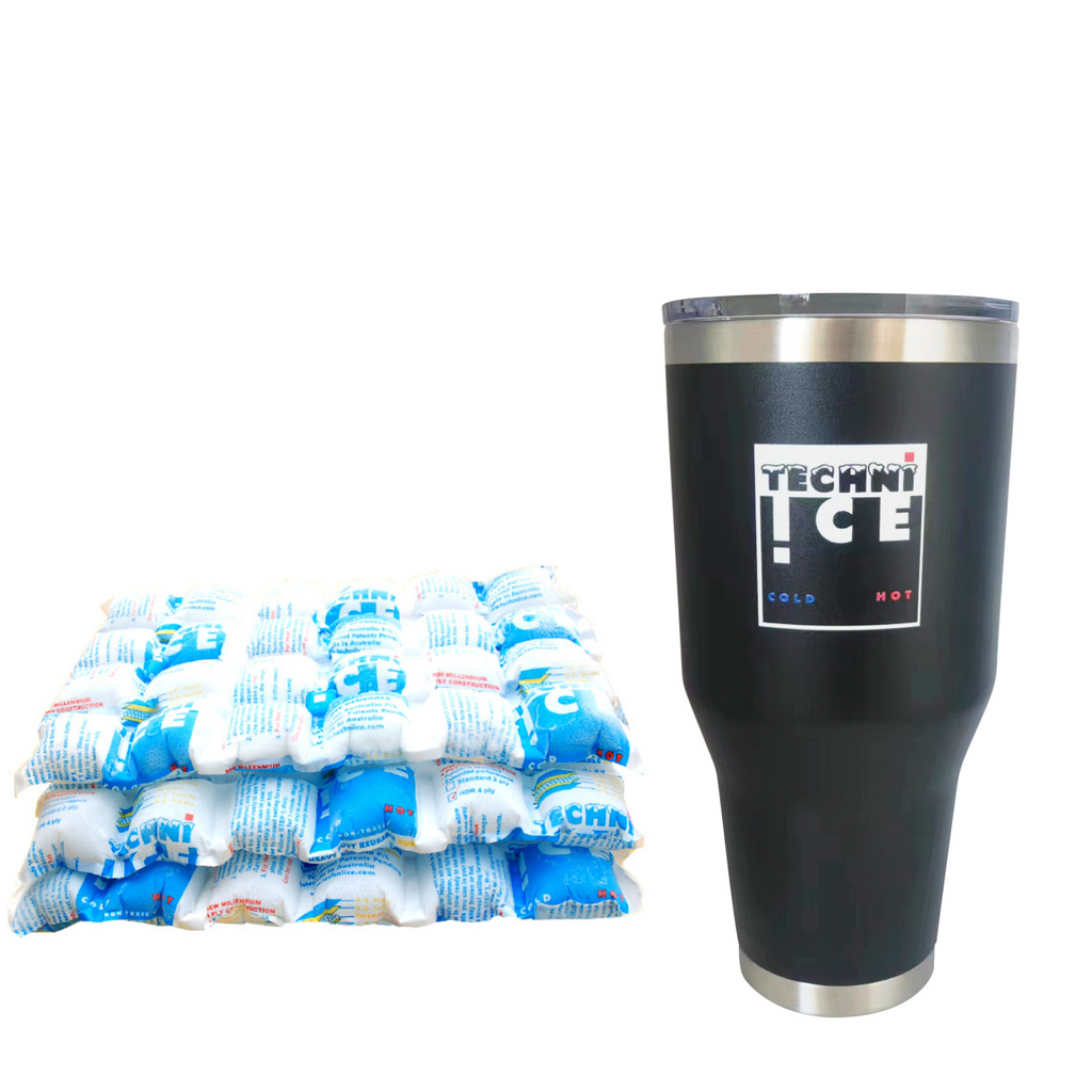 New 2024 Model Techni Ice 1200ml (40 oz.) Tumbler Black Stainless Steel 6 Years Warranty + 3 Techni Ice Reusable Dry Ice Packs *FRESH STOCK JUST ARRIVED