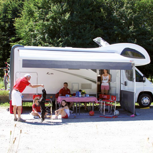 Fiamma F45 L Deep Black 500 Awning - Royal Grey Canopy