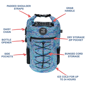 Tidal Trekker 15L Cooler Bag – Features: 12 cans, 24hr cold, dry bag, backpack