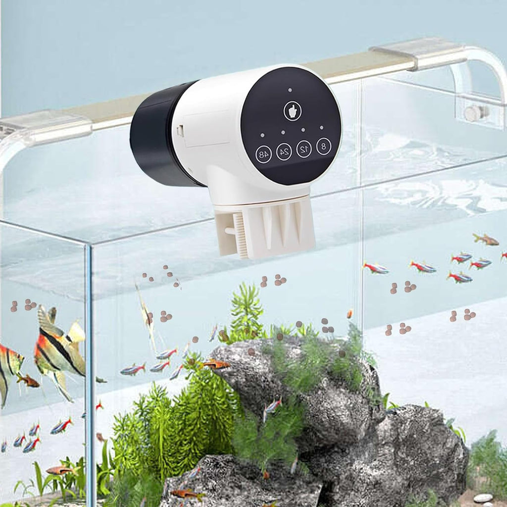 CARLA HOME Automatic Fish Feeder with Timer and Rechargeable Dispenser