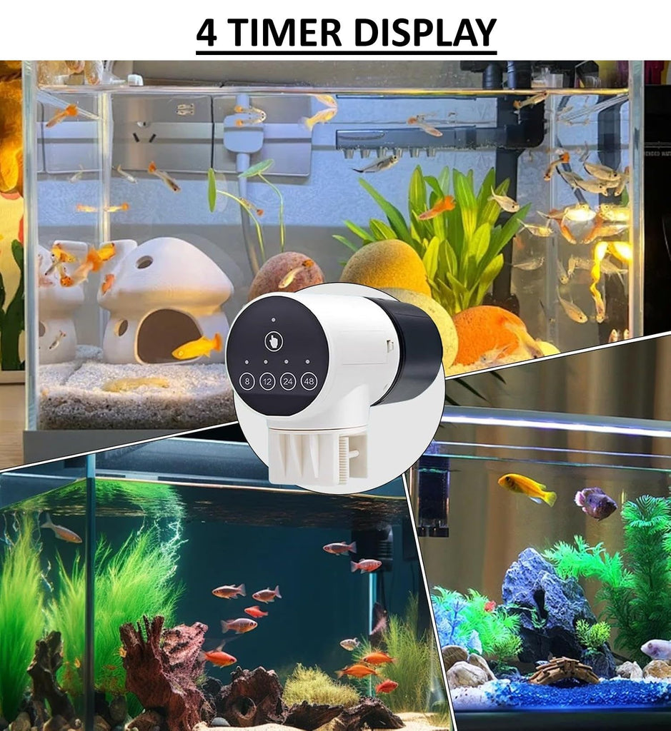 CARLA HOME Automatic Fish Feeder with Timer and Rechargeable Dispenser