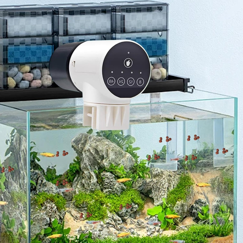 CARLA HOME Automatic Fish Feeder with Timer and Rechargeable Dispenser
