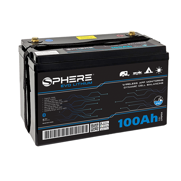 Sphere 100AH EVO Lithium Battery (LiFePO4) - IP67, Bluetooth