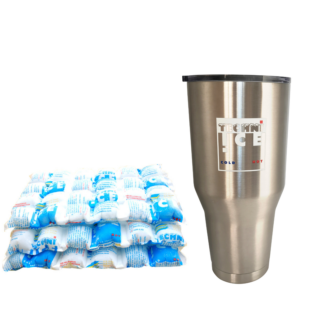 New 2024 Model Techni Ice 1200ml (40 oz.) Tumbler Stainless Steel 6 Years Warranty + 3 Techni Ice Reusable Dry Ice Packs *FRESH STOCK JUST ARRIVED