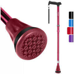 GENUX Folding Walking Stick with Adjustable Height — Red