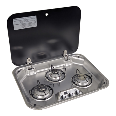 Sphere 3 Burner Gas Drop-In Stove & Lid with 12V Ignition