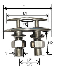 Stainless steel 316 Low Silhouette Cleat 250mm (10")