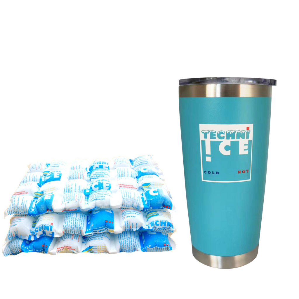 New 2024 Model Techni Ice 600ml (20 oz.) Tumbler Aqua Stainless Steel 6 Years Warranty *FRESH STOCK JUST ARRIVED+ 3 Techni Ice Reusable Dry Ice Packs