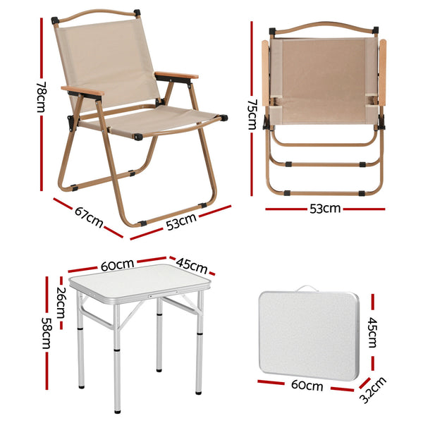 Weisshorn 3 Piece Folding Aluminium Camp Table and Chair Set