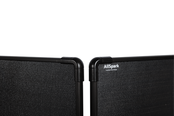 Close-up of AllSpark 400W solar panel frame corners and branding