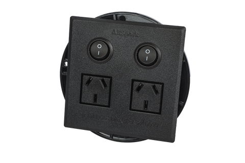 2 Outlet Power Board | Flush Mount | Black | Plug &amp; Play GPO | AllSpark