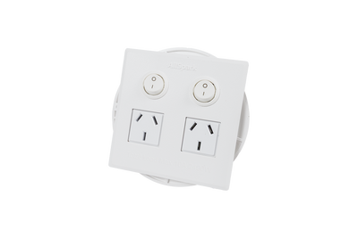 2 Outlet Power Board | Flush Mount | White | Plug &amp; Play GPO | AllSpark