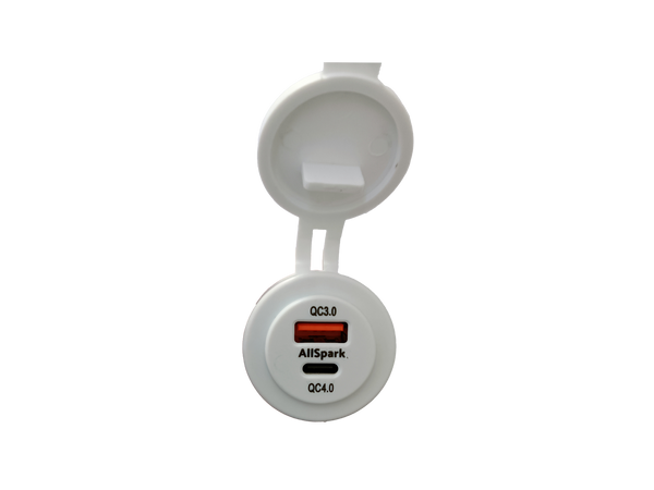 AllSpark White QC3 USB + QC4 USB Type C PD 60W Charging Socket