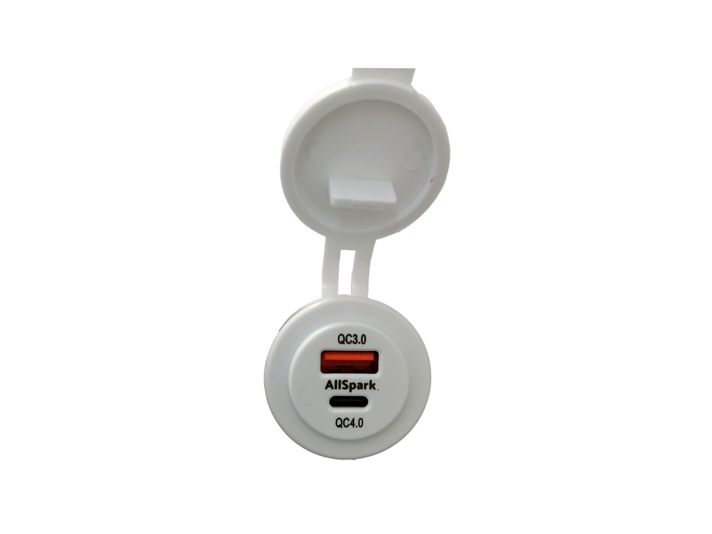 AllSpark White QC3 USB + QC4 USB Type C PD 60W Charging Socket