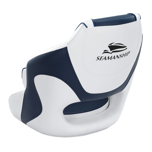 Seamanship Captain Bucket Boat Seats Flip Up Bolster Swivel 15cm Padding Blue