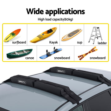 Giantz Soft Roof Rack Pads for Kayak, SUP and Surfboard
