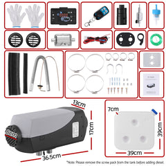 Giantz Diesel Air Heater 12V 5KW LCD Display Remote Control for Car Bus RV Indoor 10L