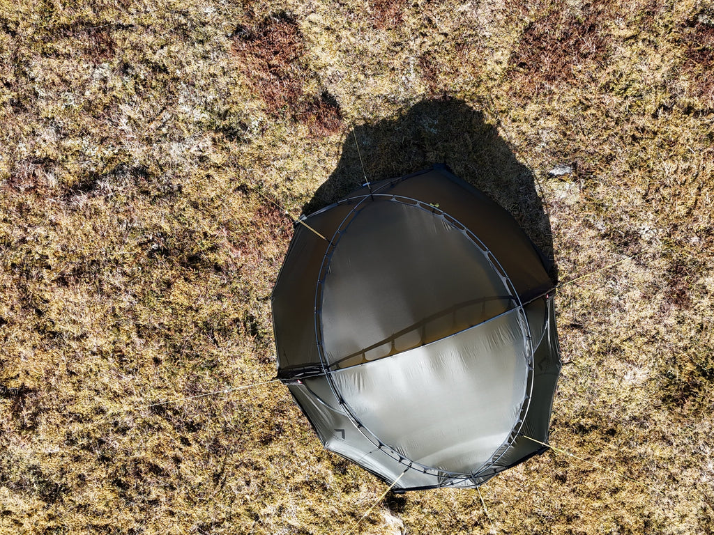 Nortent Vern 2 3S 2-person 3-season hiking tent – aerial top-down view showing the footprint