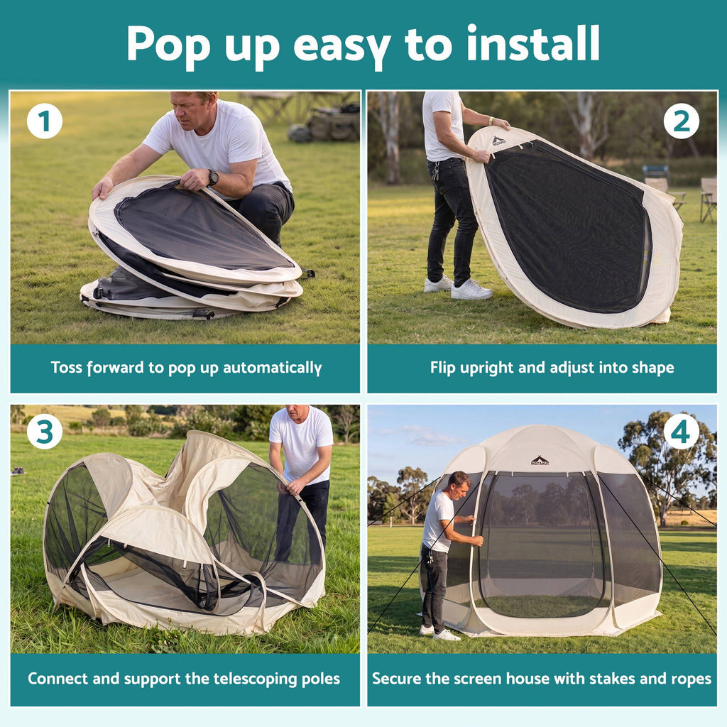 Instahut 6 Sided Pop Up Screen Gazebo 2.7 x 1.35m
