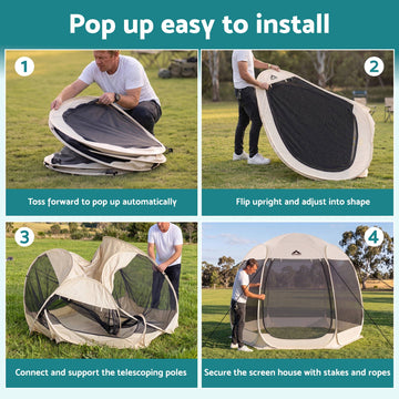 Instahut 6 Sided Pop Up Screen Gazebo 2.7 x 1.35m