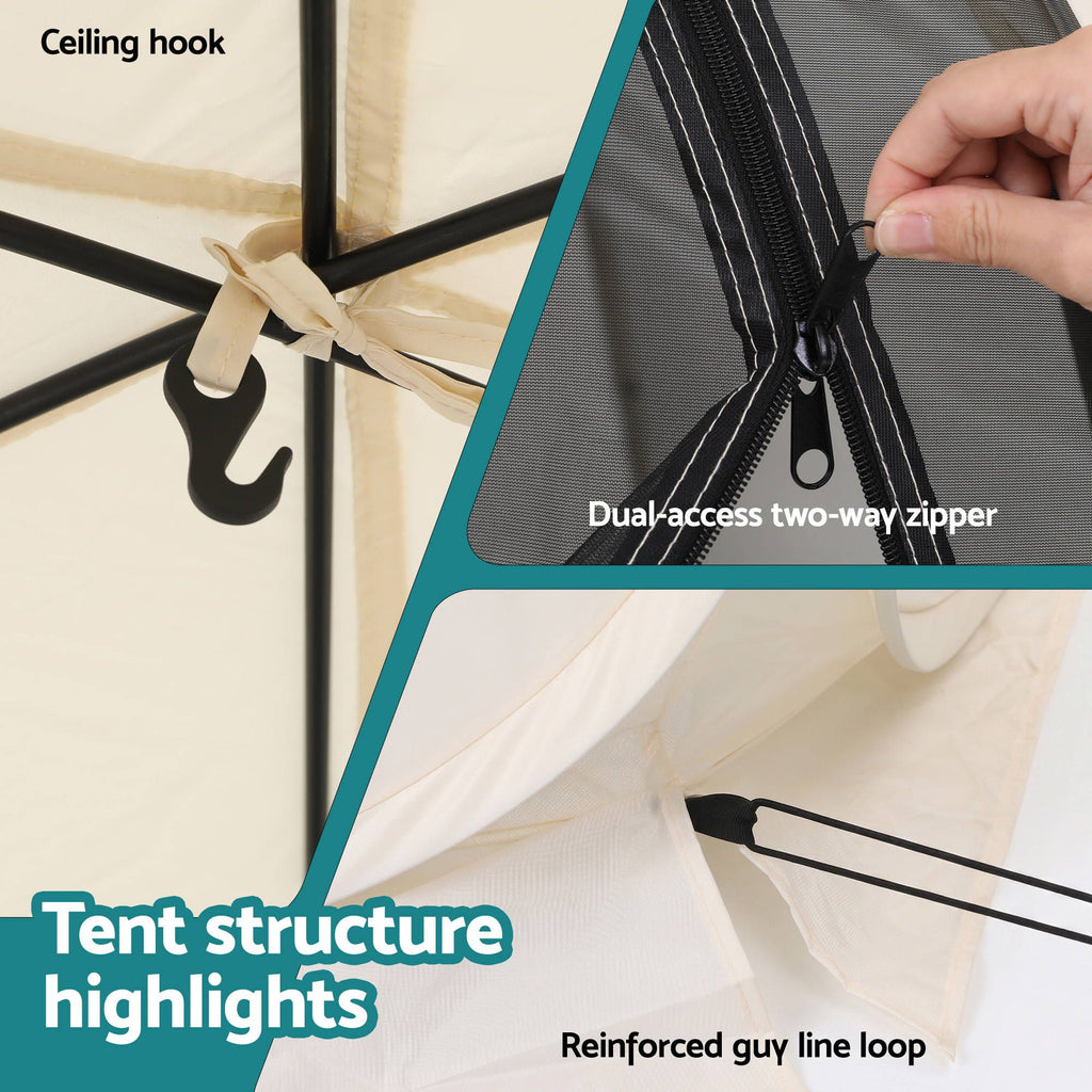 Instahut 6 Sided Pop Up Screen Gazebo 2.7 x 1.35m