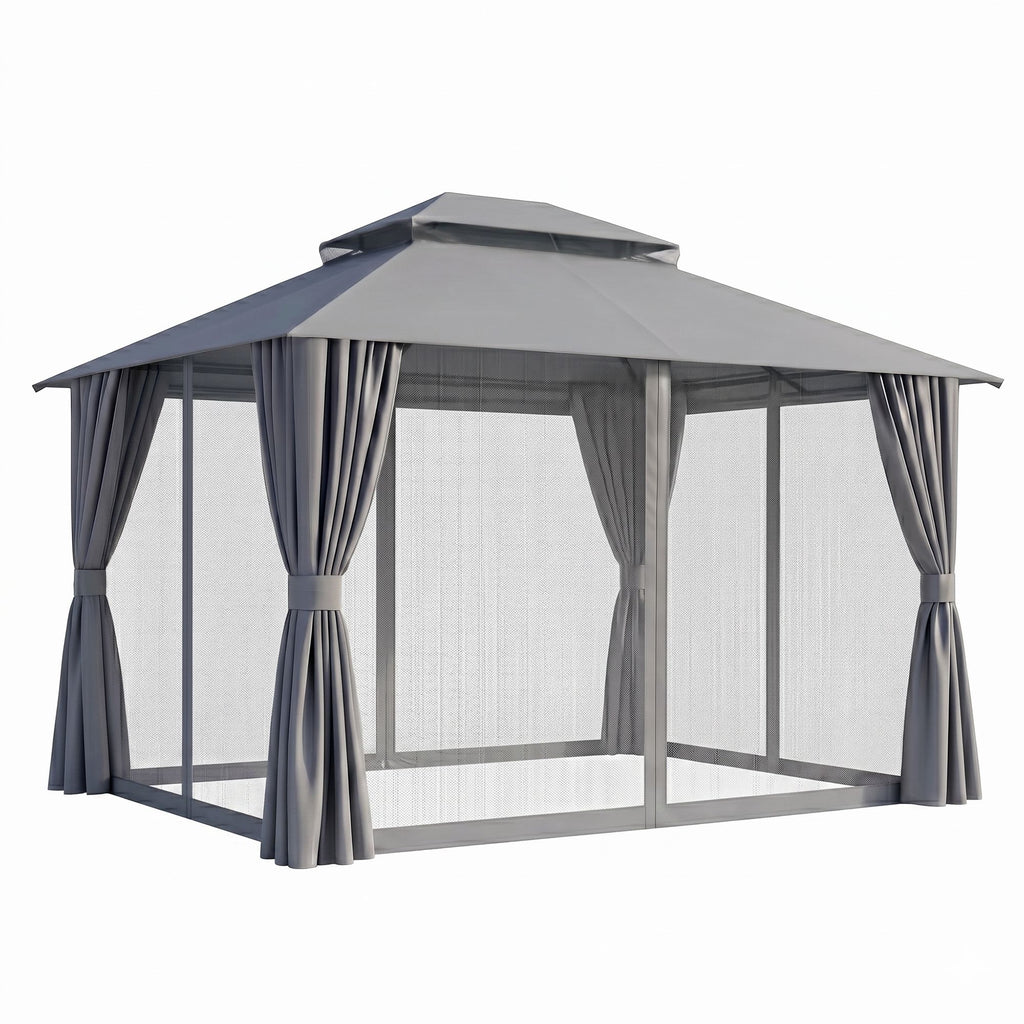 Instahut 3x3m Steel Frame Gazebo with Curtains - Grey