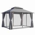 Instahut 3x3m Steel Frame Gazebo with Curtains - Grey