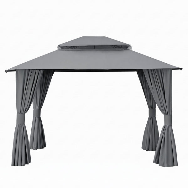 Instahut 3x3m Steel Frame Gazebo with Curtains - Grey