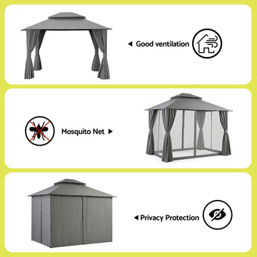 Instahut 3x3m Steel Frame Gazebo with Curtains - Grey