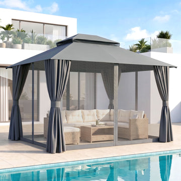 Instahut 3x3m Steel Frame Gazebo with Curtains - Grey