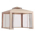 Instahut Gazebo Marquee 3m Outdoor Event Tent Camping Party Mesh Wall Canopy Brown