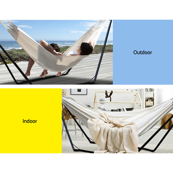 Gardeon Hammock with Steel Stand - Cream