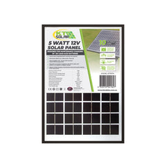 5 Watt, 12V Single Cell Monocrystalline Solar Panel