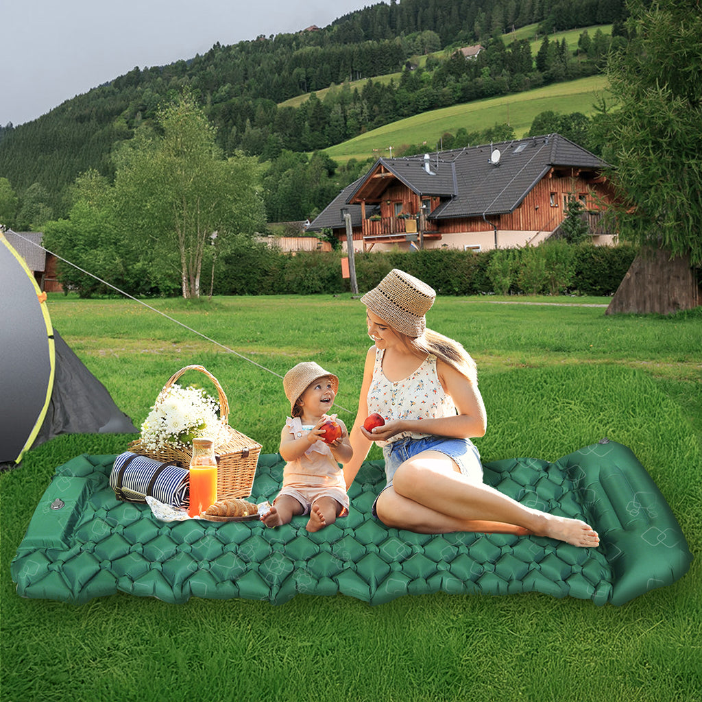 Mountview Sleeping Air Pad Inflatable Camping Mat Single Green