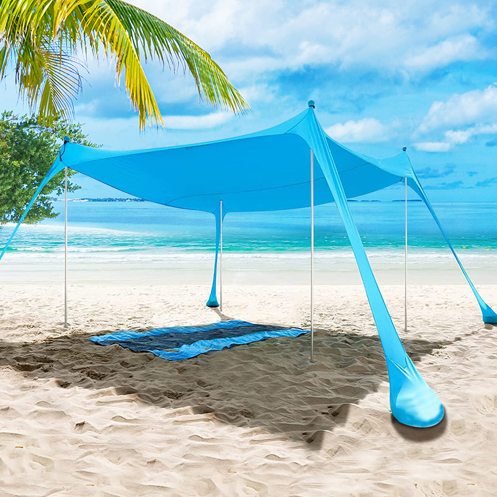 Mountview Beach Canopy Tent 4-6 Person Sun Shade Shelter 300x300cm Blue