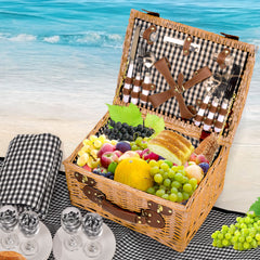 4 Person Picnic Basket Set with Cooler, Blanket & Cutlery