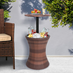 Levede Outdoor Cooler Ice Bucket Bar Table – Black & Brown Rattan