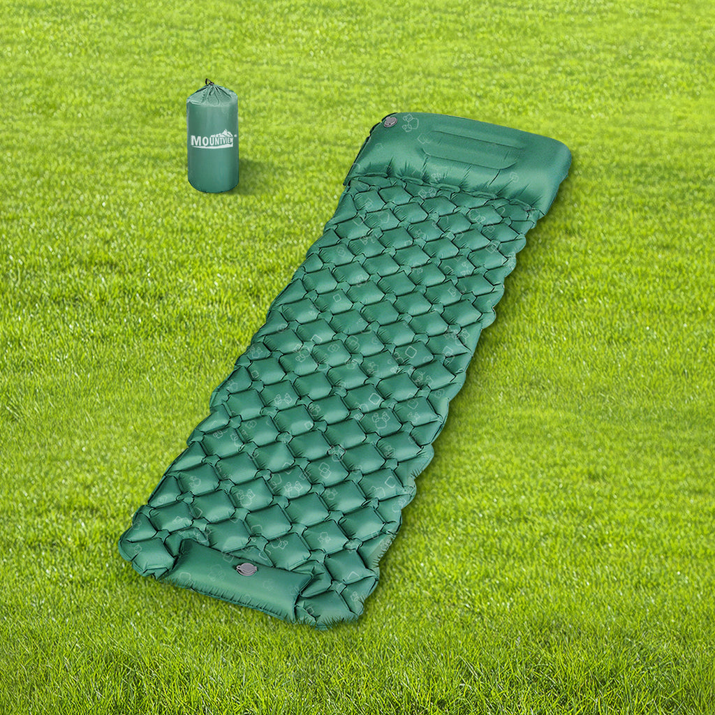 Mountview Sleeping Air Pad Inflatable Camping Mat Single Green