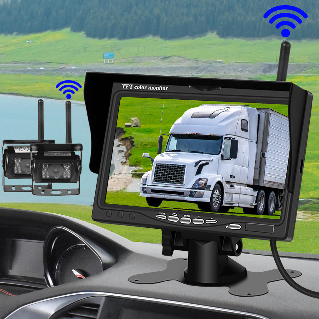 Manan 7" Wireless Rear View Monitor with 2 WiFi Cameras