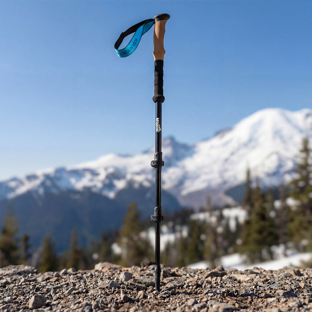 Mountview 2 Pcs Hiking Trekking Poles Walking Stick Adjustable Lightweight Black