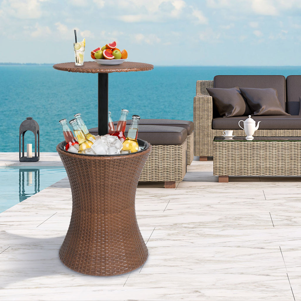 Levede Cooler Ice Bucket Table Bar Outdoor Brown