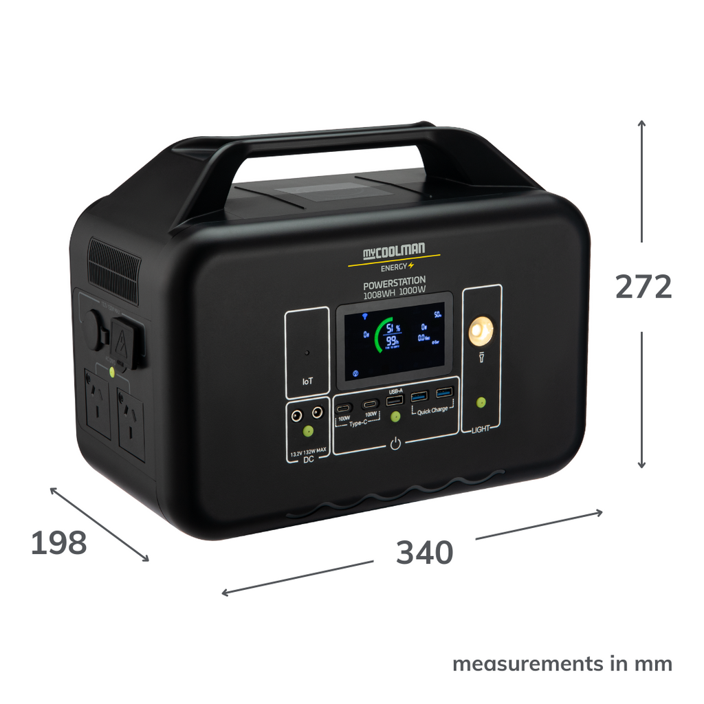 myCOOLMAN Energy Power Station 1008WH (78Ah) & Bonus 100W Solar Blanket
