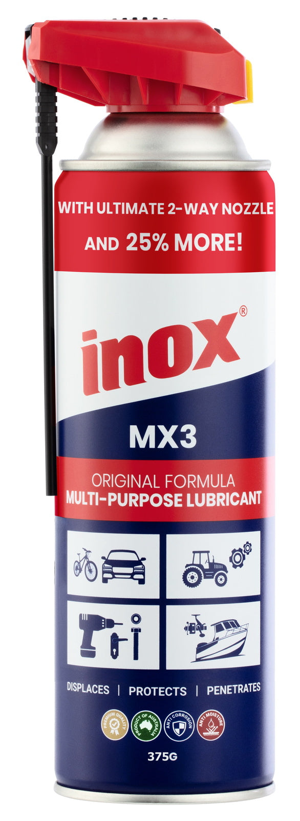 Inox MX3 Original Lubricant — 2-Way Nozzle Aerosol 375g