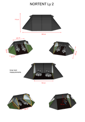2 Person Camping & Hiking Tent - Ly 2 Tent - 3.7kg by Nortent