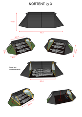3 Person Camping & Hiking Tent - Ly 3 Tent - 4.2kg by Nortent